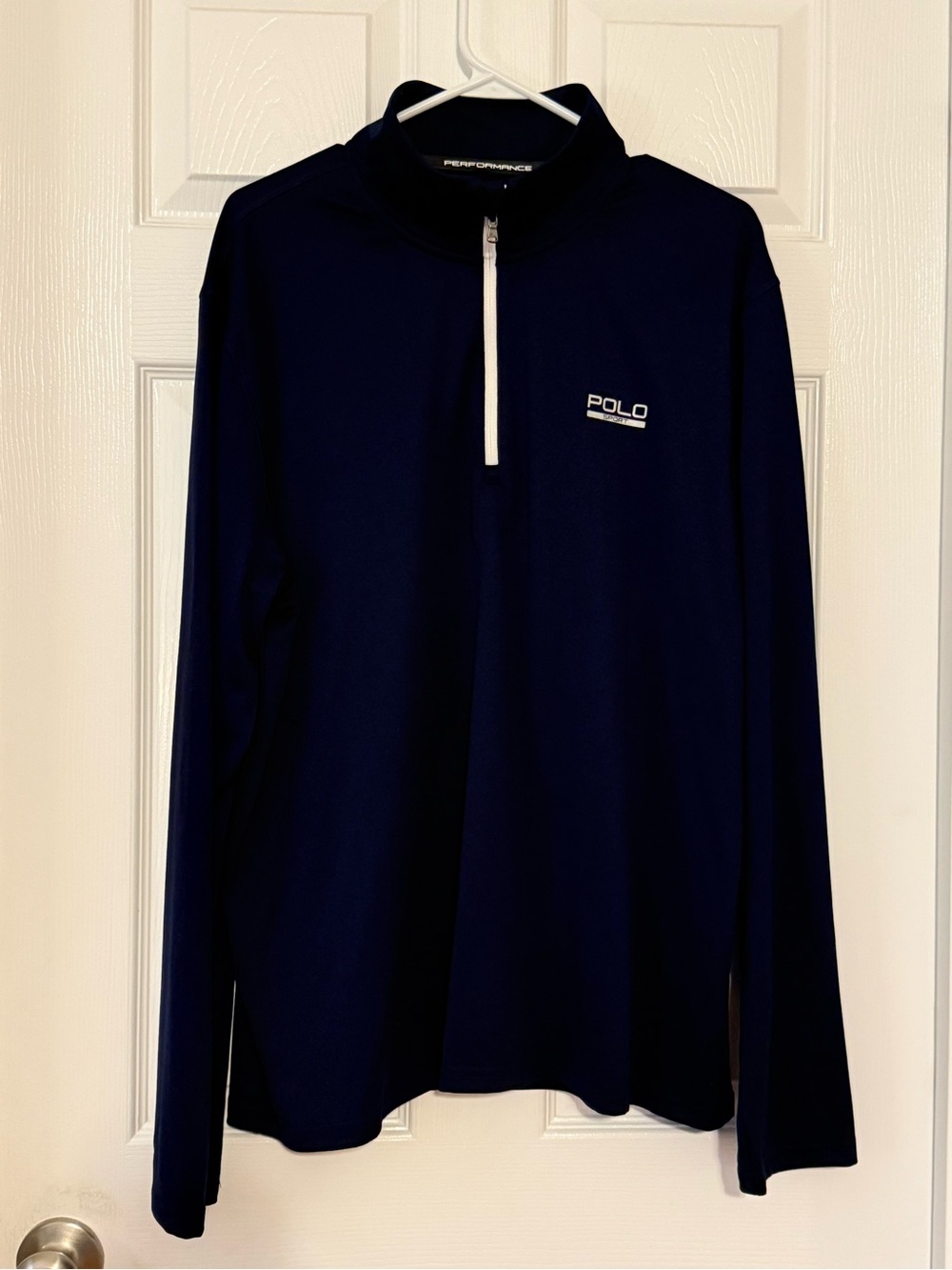 Ralph Lauren Polo Performance Navy Half-Zip Pullover with White Trim